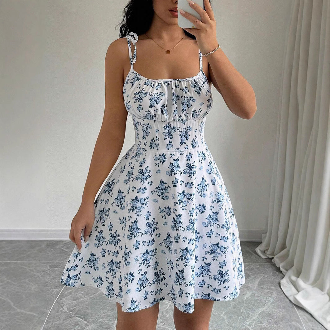 Floral Print Spaghetti Strap Short Dress