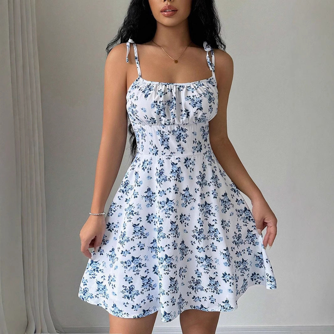 Floral Print Spaghetti Strap Short Dress