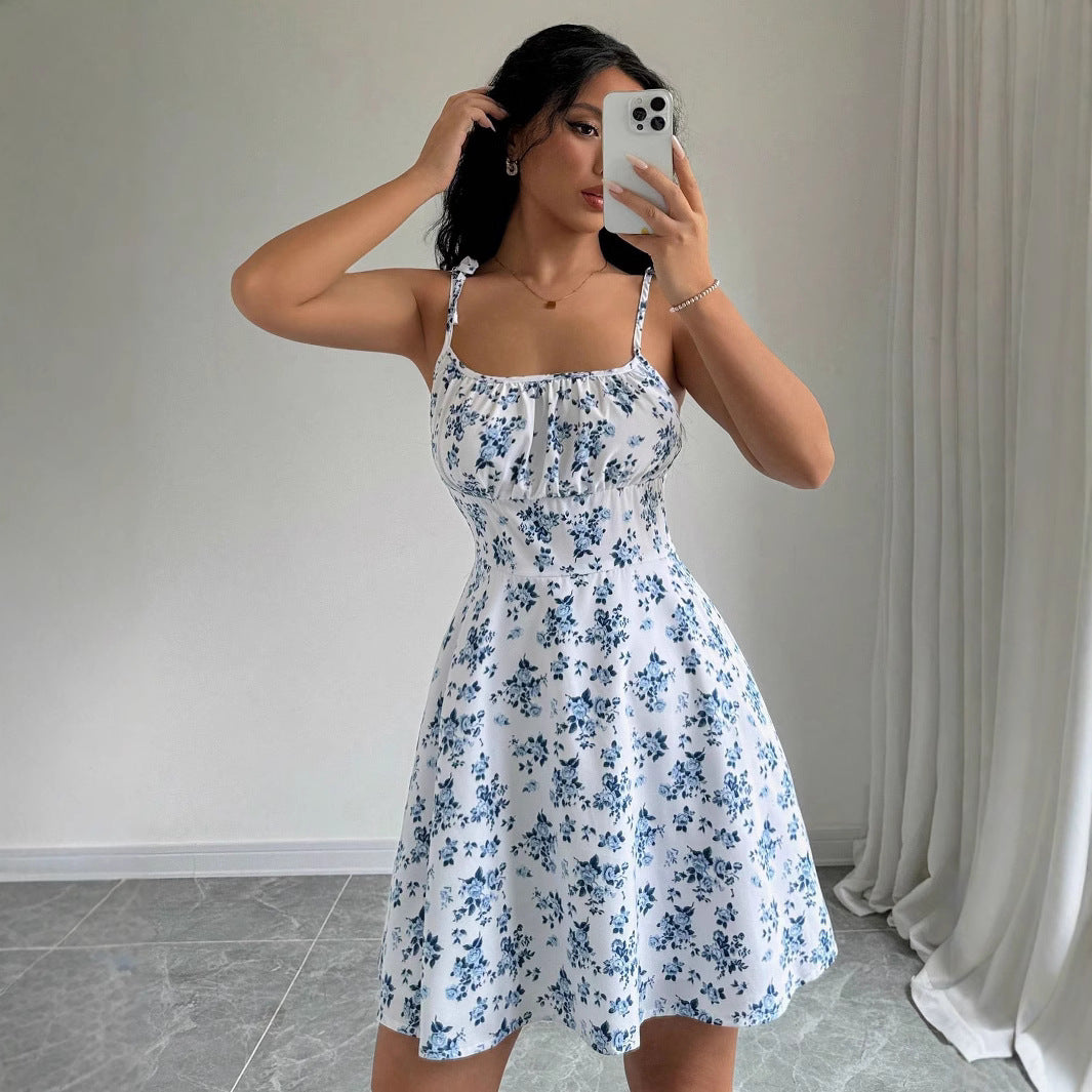 Floral Print Spaghetti Strap Short Dress
